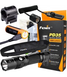 Fenix PD35 TAC 1000 Lumen CREE LED Tactical Flashlight with USB Rechargeable,  Mount kit with EdisonBright USB Charging Cable Bundle