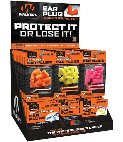  58 Assorted GWP-PLUGDIS Ear Plugs Display Ideal for Louder Environments