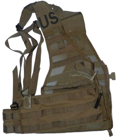 4 X USMC Tactical FLC Vest, Fighting Load Carrier w/ Zipper, Coyote Brown, MOLLE II