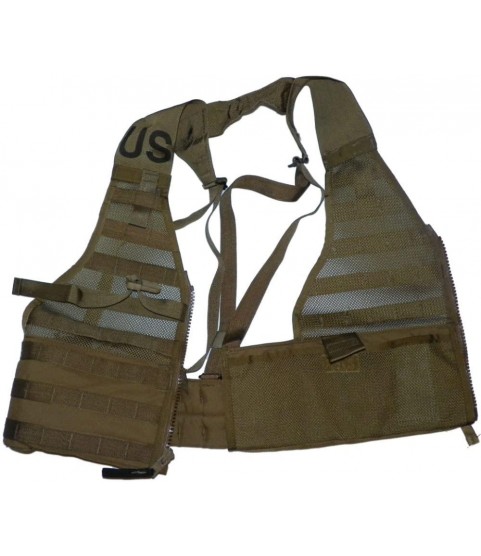 3 X USMC Tactical FLC Vest, Fighting Load Carrier w/ Zipper, Coyote Brown, MOLLE II