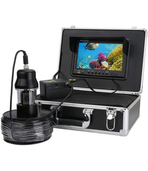 ALPEG 9 Inch DVR Recorder Underwater Fishing Video Camera Fish Finder HD 700TVL Fishing Camera IP68 Waterproof 38 LEDs 360 Degree Rotating Camera,20m