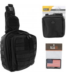 5.11 RUSH MOAB 6 Tactical Sling Pack Med First Aid Patriot Bundle - Black