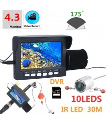 Fish Finder 30M 1000TVL 4.3 Inch DVR Recorder Monitor 10PCS LED Night Vision 175 Degrees Camera Underwater Fishing Camera for Fishing