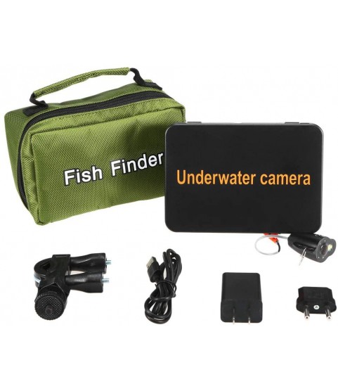 15M 1000TVL Underwater Ice Fishing Video Camera Fish Finder 4pcs Infrared 2pcs White LEDs Night Vision Camera 5 Inch LCD Monitor with Carry Bag