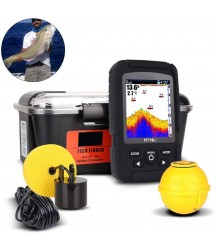 ZY Sonar Fish Finder Wired and Wireless Dual Probe Fishfinder Rechargeable Waterproof Water Depth Finder Portable Fish Finders for Fishing