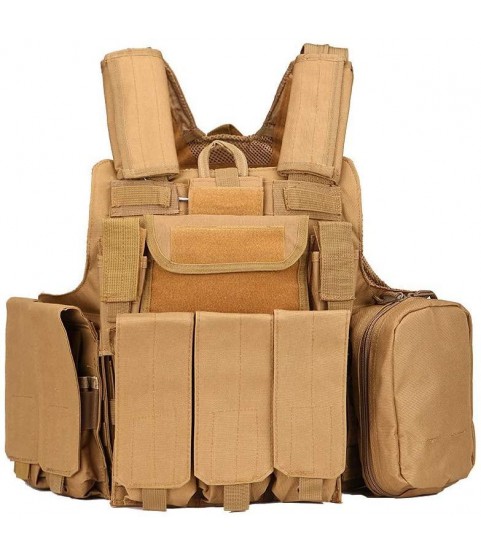 ANKIKI Tactical Vest 1068D Nylon Waterproof Wear-Resistant Modular Vest, CS Jungle Game Combat Chest Protection
