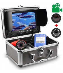 Fish Finders Underwater Fishing Video Camera Kit, for Sea/Ice Fishing, 7 Inch HD Monitor, Waterproof White LEDs + Infrared LEDs DVR Recorder