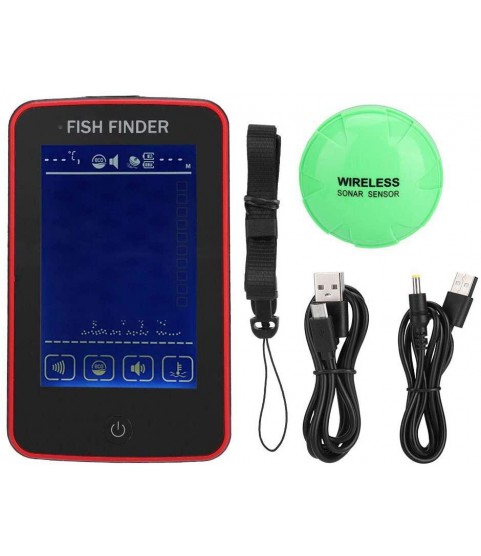 CBPE Portable Wireless Depth Finder,Fishing Sonar Sensor Transducer with Longer Range Aerial, Fishfinder Alarm with LCD Display