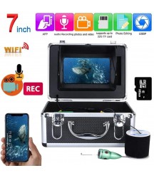 WMWHALE Fish Finder 7 Inch with Sun-Visor WiFi Wireless 16GB Video Recording DVR +20M Pull-Resistant Cables 6W IR Camera Underwater Fishing 1080P Camera Kit