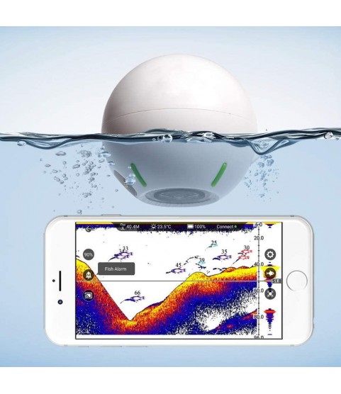 ZY Wireless Sonar Intelligent Fish Finder Portable Fishfinder Depth Finder Support Phone/Tablet Bluetooth Wireless Connection Real Time Data Display