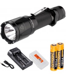 Fenix TK16 1000 Lumen Tactical LED Flashlight /w Instant Strobe, 2 x Fenix High Capacity Rechargeable Batteries, 2 Channel Smart Charger, and LumenTac Battery Organizer