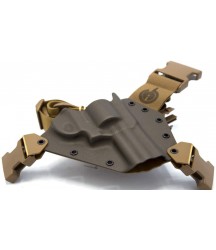 fightersINC Kenai Chest Holster for a Ruger GP100, Right Hand, Mas/Grey-Coyote Tan