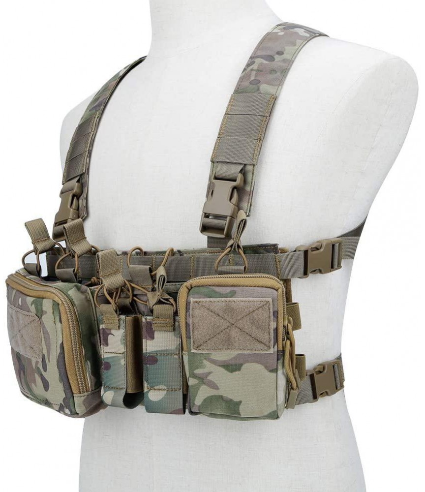 Tactical Assault Chest Rig 500D Molle Multicam Tactical Vest with Multi-Pockets Tactical MOLLE Military Day Pack 