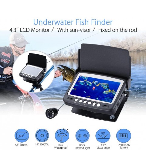 Fish Finders 1000TVL, Underwater Ice Fishing Camera 4.3