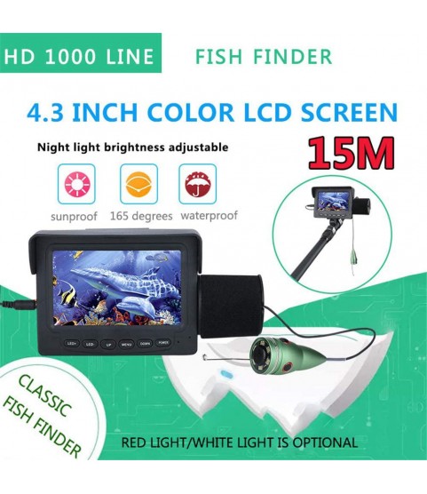 Fish Finders 4.3 Inch, for Ice Fishing Sea Fishing, 6W Infrared LED Lamp Underwater Fishing Video Camera with Cable