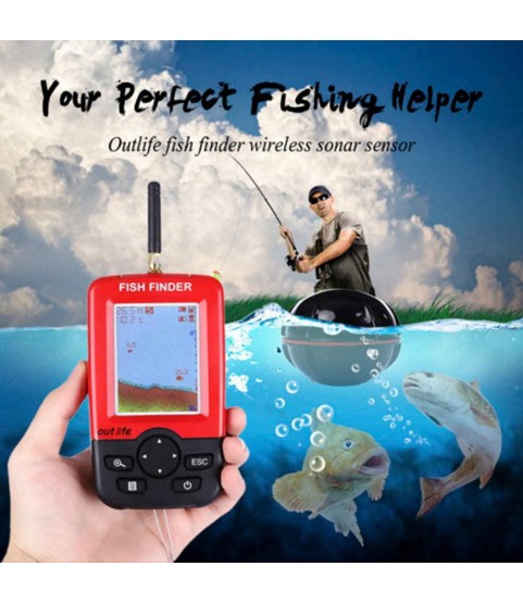 CBPE Fishing Portable Fish Finder, Handheld Fish Finder Boat Kayak Fish Finders Depth Finder Fishing Wired Sonar Sensor Transducer for Shore Ice Fishing LCD Display