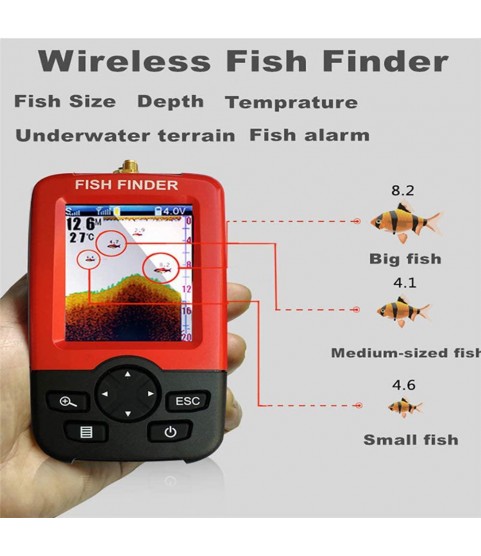 CBPE Fishing Portable Fish Finder, Handheld Fish Finder Boat Kayak Fish Finders Depth Finder Fishing Wired Sonar Sensor Transducer for Shore Ice Fishing LCD Display