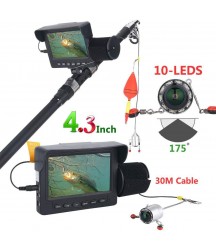 Fishing Camera 10PCS LED Night Vision 175 Degrees Camera 30M Cables 1000TVL Camera Fish Finder Underwater 4.3 Inch Monitor for Fishing