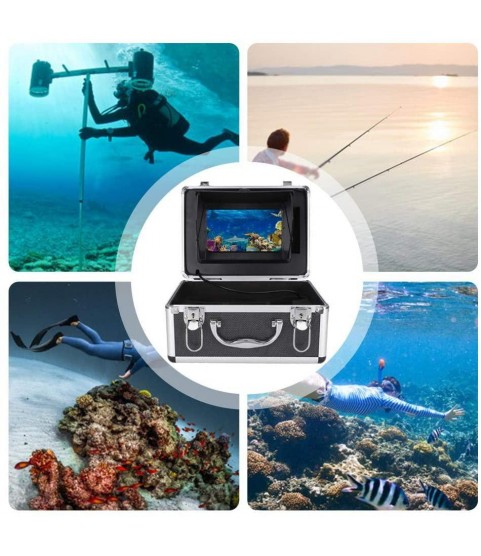 BTIHCEUOT Underwater Camera Kit with 15m/49.2ft Cable, 7in 1080P WiFi Underwater Camera Infrared Video Recording DVR Fish Finder(#2)