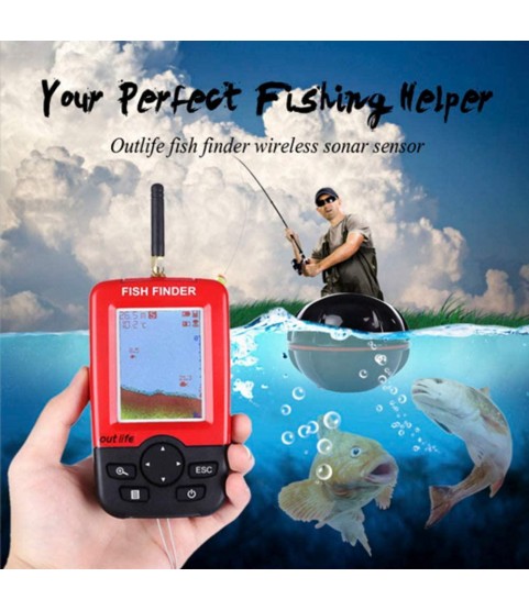 ZY Wireless Sonar Fish Finder Intelligent Color Screen Display Monitor Waterproof Charge Probe Receiving Distance 80M Detecting Angle 90