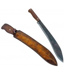 DH corp - Kukri, Premium Full Tang Handcraft Forged Blade Sword, Machete with Natural Leather Sheath, Parang and Camping Hatchet with Wooden Handle