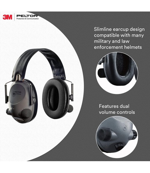  Tactical 6-S Slim Line Electronic Headset, Hearing Protection, Gray, Ear Protection, NRR 19 dB, Great for hunters and shooters