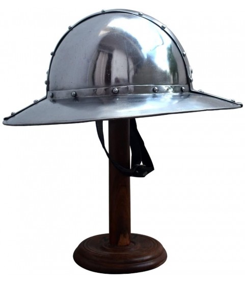 Allbeststuff Medieval Banded Kettle Hat 1,6mm Steel Helmet with Leather Liner ABS