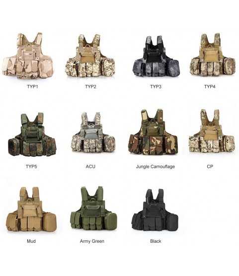 ANKIKI Military Tactical Vest 600D Nylon Waterproof Training Load Vest,CS Jungle Game and Outdoor Activities Chest Protection