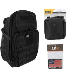 5.11 RUSH24 Tactical Backpack Med First Aid Patriot Bundle - Black
