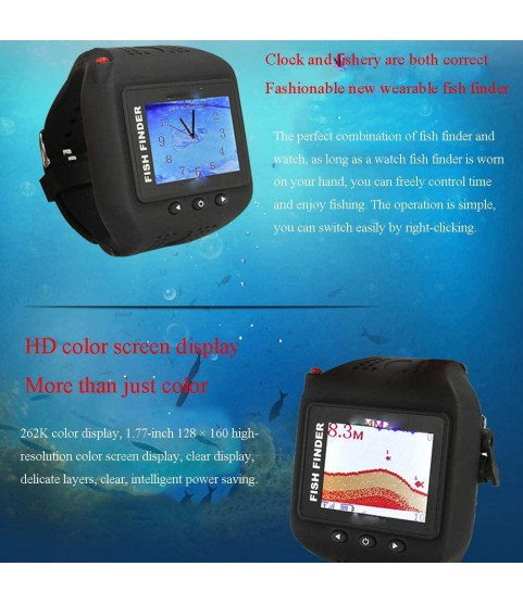 CBPE Fish Finder, Wireless Portable Fishing Sonar for All Fishing Types, Watch-Style Tool to Display Time