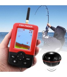 Fish Products XJ-01 Wireless Fish Detector 125KHz Sonar Sensor 0.6-36m Depth Locator Fishes Finder with 2.4 inch LCD Screen & Antenna, Built-in Water Temperature Sensor