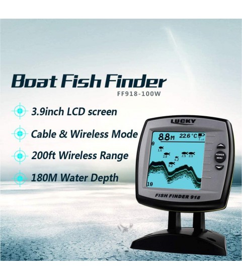 2-in-1 Fish Finder Wired/Wireless Fishfinder Depth Sounder Sensor Transducer Fish Detector Monitor