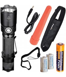 Fenix TK20R 1000 Lumens High Capacity USB Rechargeable LED Tactical Flashlight w/Rechargeable Battery, Traffic Wand and 2X LumenTac CR123A Batteries