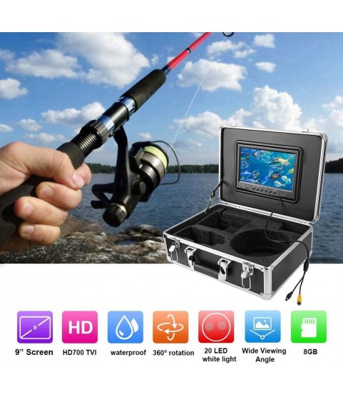 BTIHCEUOT Underwater Fishing WiFi Camera,20m 9in LCD Underwater Fishing Video Camera DVR System 360 Rotating Fish Finder(US Plug)