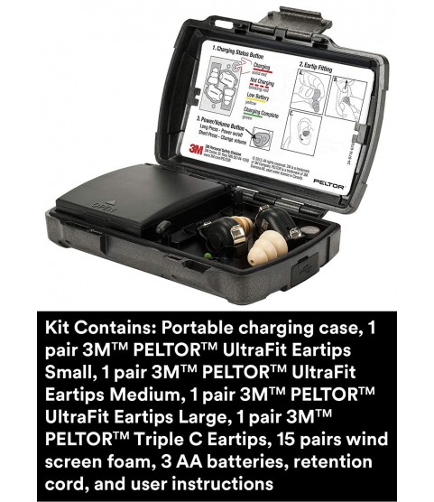  PELTOR TEP-200 Tactical Earplug Kit, NRR 23dB, Rechargeable, Noise Reduction, Construction, Law Enforcement