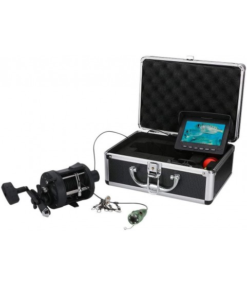 FDGBCF Aluminum Alloy Underwater Fishing Video Sea Wheel Camera Kit 6W IR LED Lights with 4.3