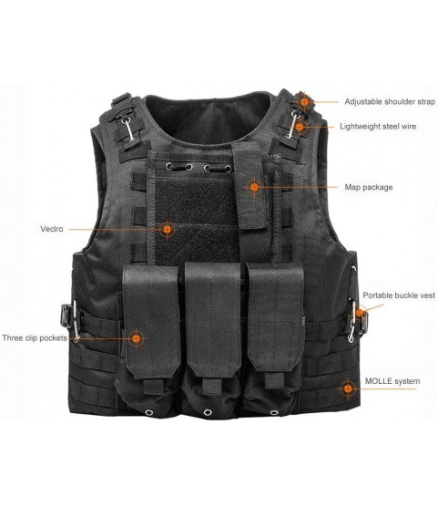 ANKIKI Military Tactical Vest Oxford Cloth Waterproof Adjustable CS Training Vest,Jungle Game Combat and Outdoor Activities Chest Armor Proof