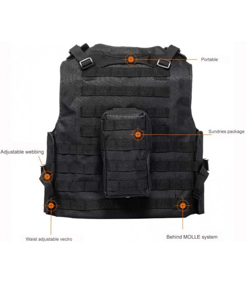 ANKIKI Military Tactical Vest Oxford Cloth Waterproof Adjustable CS Training Vest,Jungle Game Combat and Outdoor Activities Chest Armor Proof