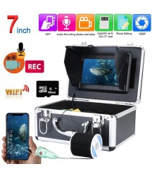 WMWHALE Fish Finder 7 Inch 2.4G WiFi Wireless 16GB Video Recording DVR +15M Pull-Resistant Cables 6W IR Camera Underwater Fishing 1080P Camera Kit