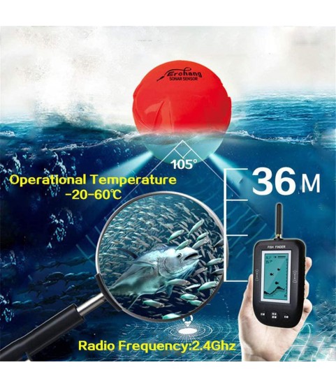 Fish Finders Portable Depth, 100m Smart Underwater Wireless Fishfinder with Fishing Alarm Echo Sounder Sonar for Lake Sea Fishing