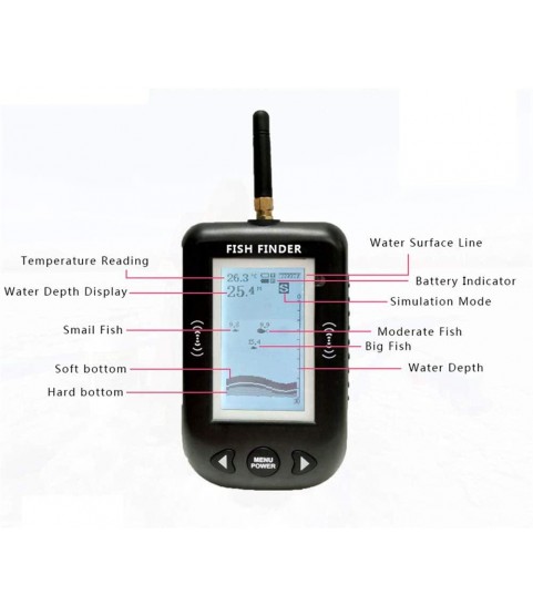 Fish Finders Portable Depth, 100m Smart Underwater Wireless Fishfinder with Fishing Alarm Echo Sounder Sonar for Lake Sea Fishing