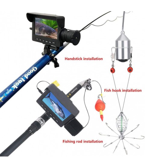 Fish Finder 15M Pull-Resistant Cables 1000TVL 4.3 Inch Monitor 10PCS LED Night Vision 175 Degrees Camera Underwater Fishing Camera for Fishing
