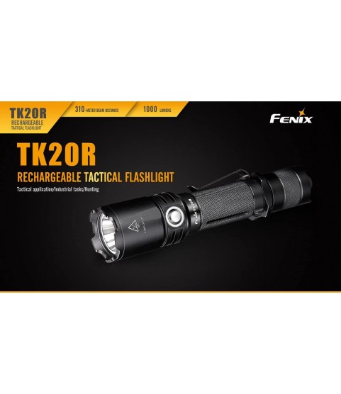 EdisonBright Fenix TK20R USB Rechargeable 1000 Lumen Cree LED Tactical Flashlight with, 2900mAh Rechargeable Battery, USB Charging Cable and 2 X Lithium CR123A Back-up Batteries Bundle