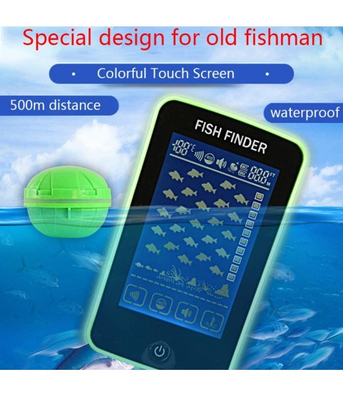 CBPE Fishing Finder, LCD Display Alarm Fishfinder for Boats Lake Sea Shore and Ice Fishing Portable Wireless Fish Finder with Smart Sonar Transducer, Fishing Gear Fishing Finder