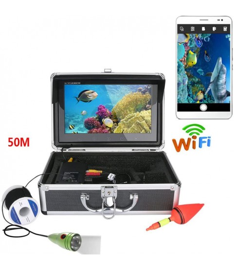 10 Inch Color Monitor 1000tvl Underwater Fishing Video Camera Kit,HD WiFi Wireless for iOS Android APP Supports Video Record and Take Photo