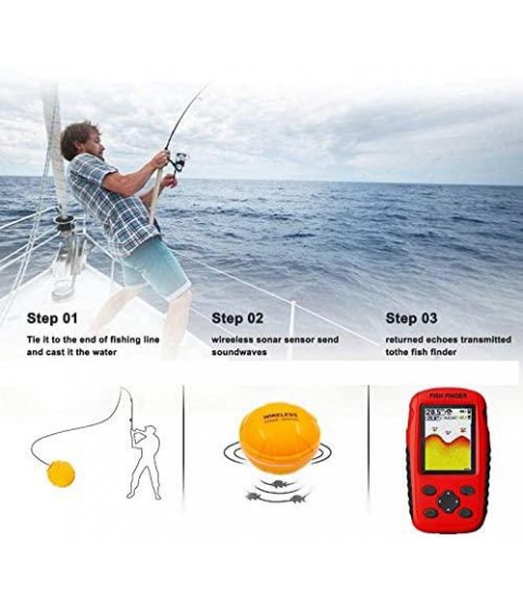 CattleBie Intelligent Portable Depth Fish Finder Wireless Sonar Probe School of Fish Ultrasound Depth Sounder (Color : Multi-Colored)
