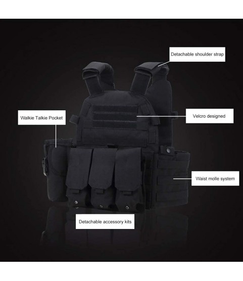 ANKIKI Military Tactical Vest Oxford Cloth Waterproof Adjustable Training Vest,CS Jungle Game Combat and Outdoor Activities Chest Protective