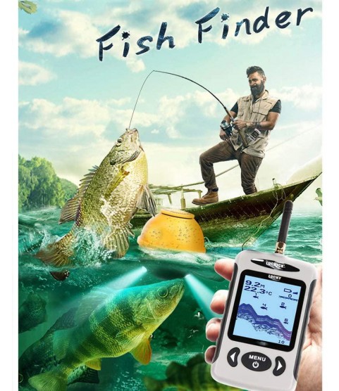 CBPE Wireless Fish Finder, Sonar Sensor Portable Sonar Fishfinder LCD Display Depth Finders, for Fishing Ice Fishing Kayak Fishing