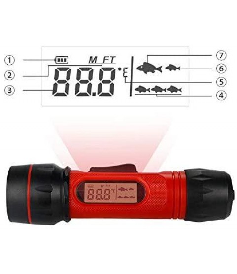 Depth Finders, Portable Fish Finder Wireless Echo Sounder 0.8-90M Depth Digital Handle Transducer Sensor Sonar Ice Fishing Fishfinder