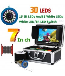 Fish Finder Underwater Fishing Camera,IR Infrared Bright White LED 7 Inch 1000TVL Waterproof Video ICE